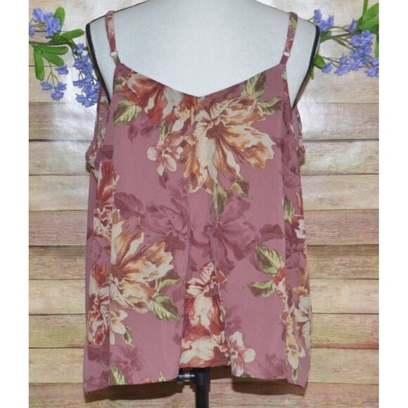 Torrid Floral Chablis Pink Lace Trim Cami Tank Top Faux Button Down Size 1X Sexy - Picture 7 of 11